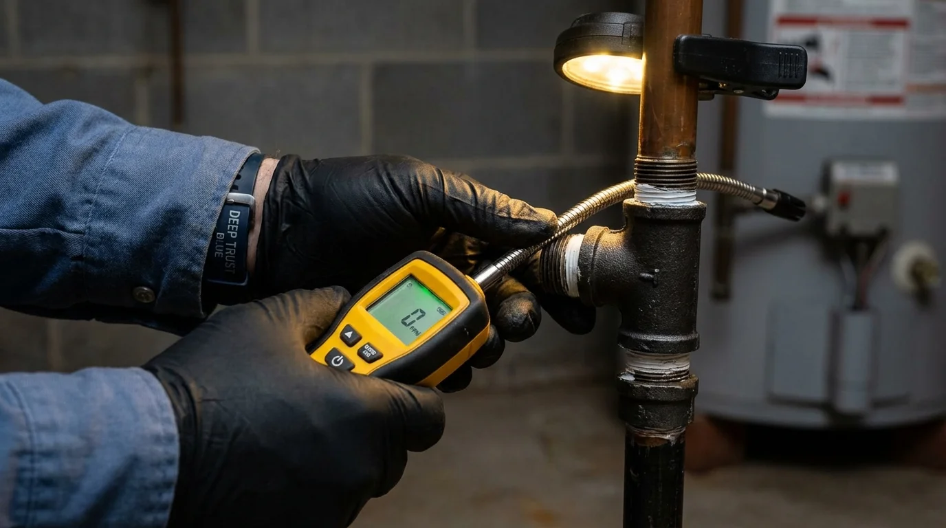 Gas leak detection with electronic sniffer by Johns Plumbing LLC in Two Harbors